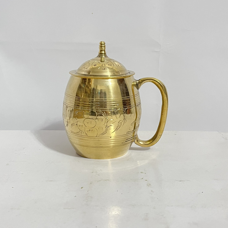 পিতলের নকশাদার মগ (ডাকনা সহ) – ৪৫০ মিলি