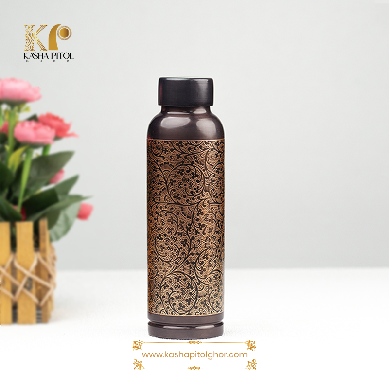 Pure copper water bottle antique black Design