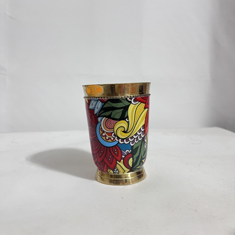 Pure Brass Meena Finish Glass for Drinking Water – 350 ml