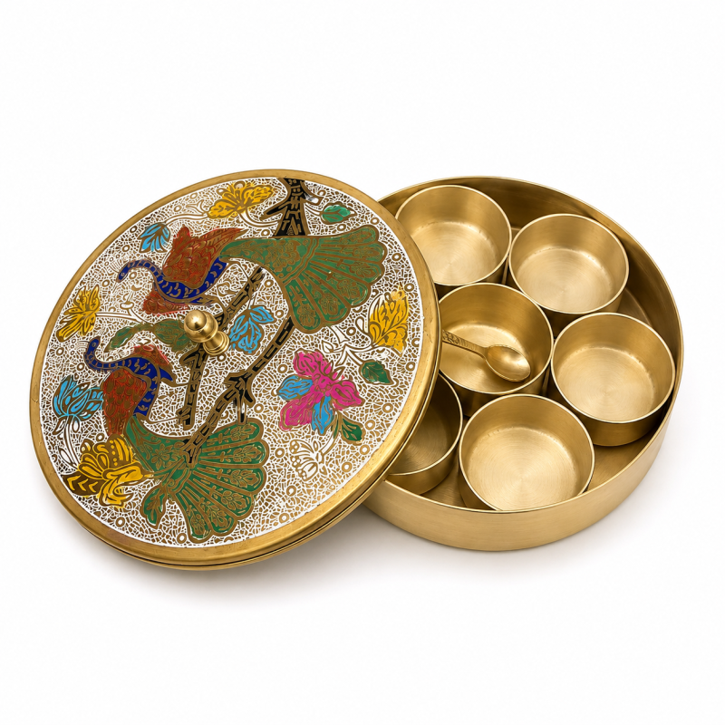 Brass Meena Masala Box – Traditional & Elegant Design