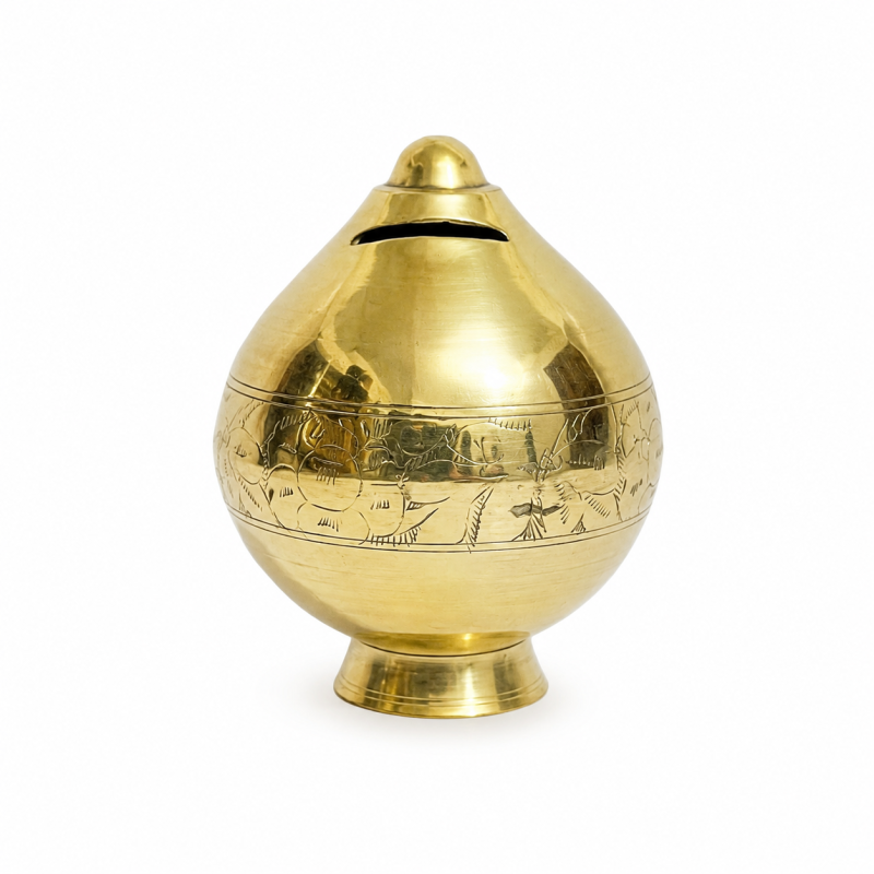 পিতলের সেভিংস ব্যাংক (Brass Coin Bank) – ৫ ইঞ্চি | ৩০০ গ্রাম