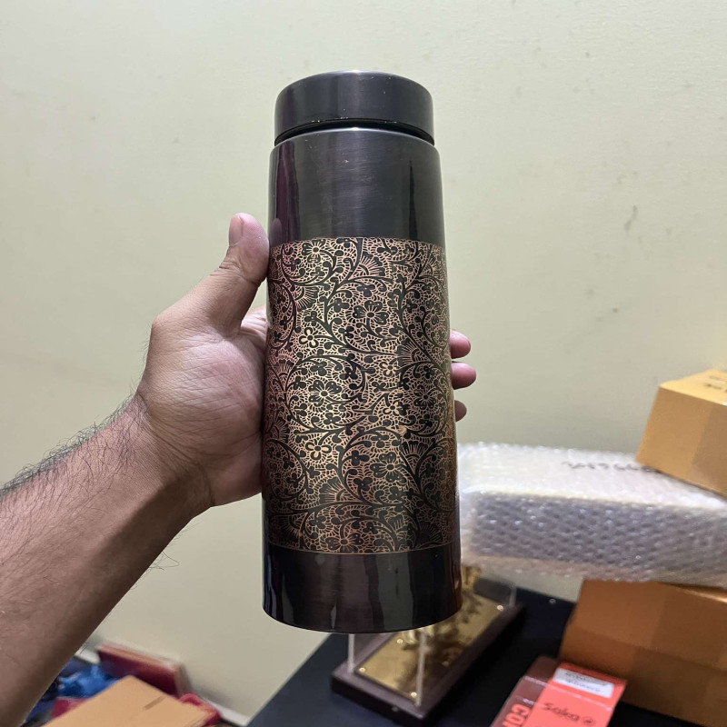 Pure copper water bottle antique black Design